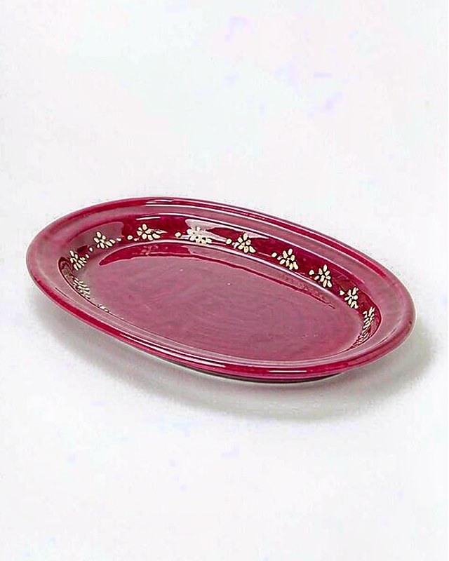 Berry Bloom Oval Platter in Raspberry