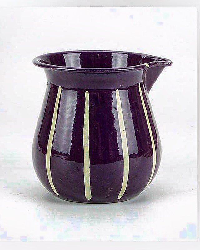 Meadow Stripe Enamel Pitcher in Plum