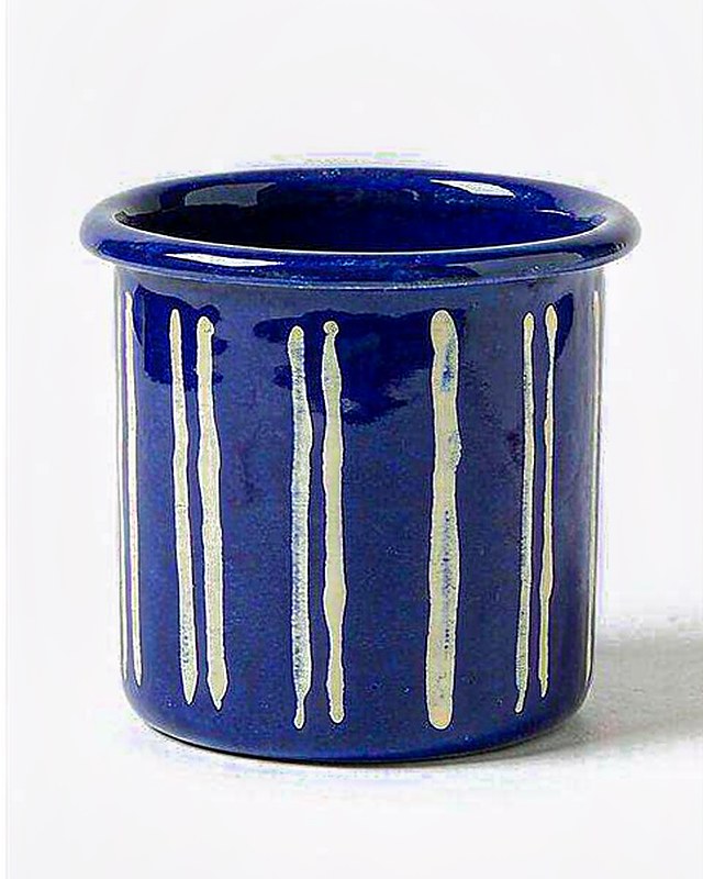 Meadow Stripe Enamel Tumbler in Cobalt