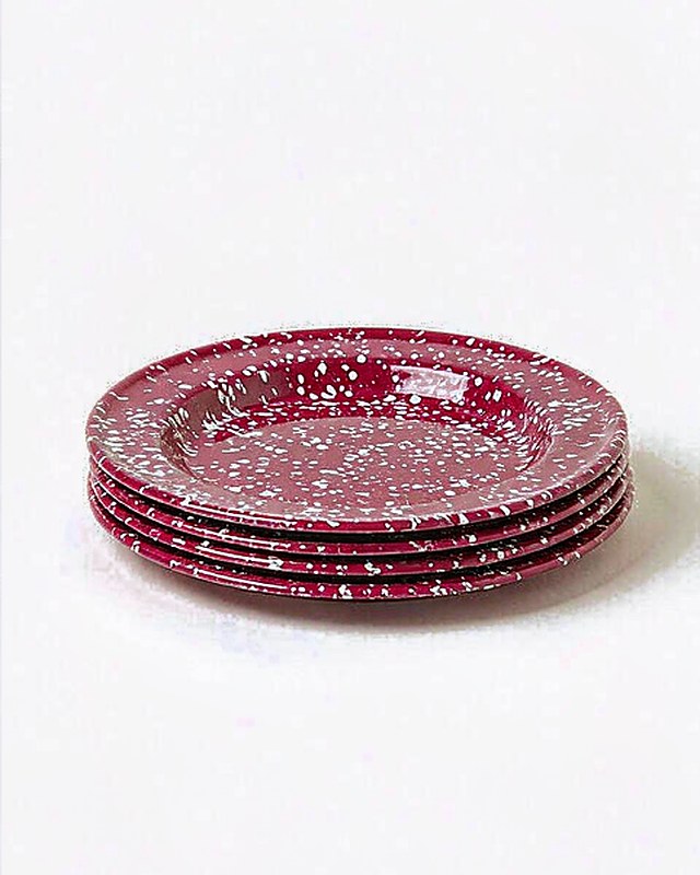 Speckle Spatter Picnic Plate Set of 4 in Raspberry